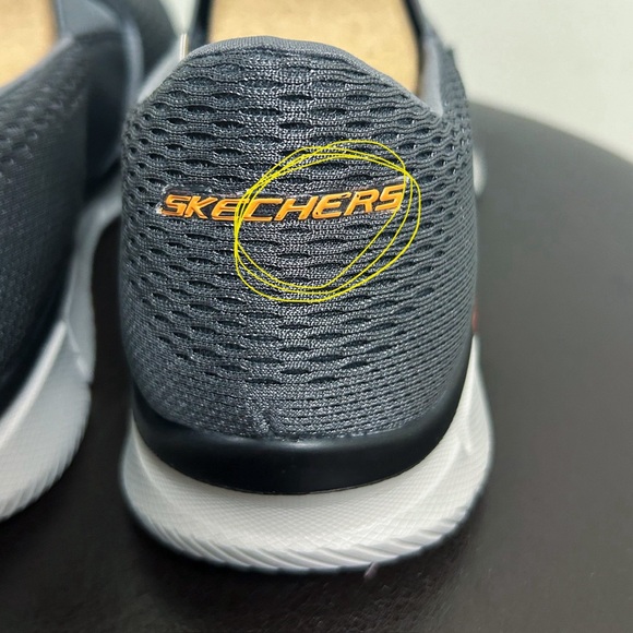 Skechers Charcoal Gray Orange Equalizer Double Play Slip On Fabric Memory Foam - Picture 13 of 15